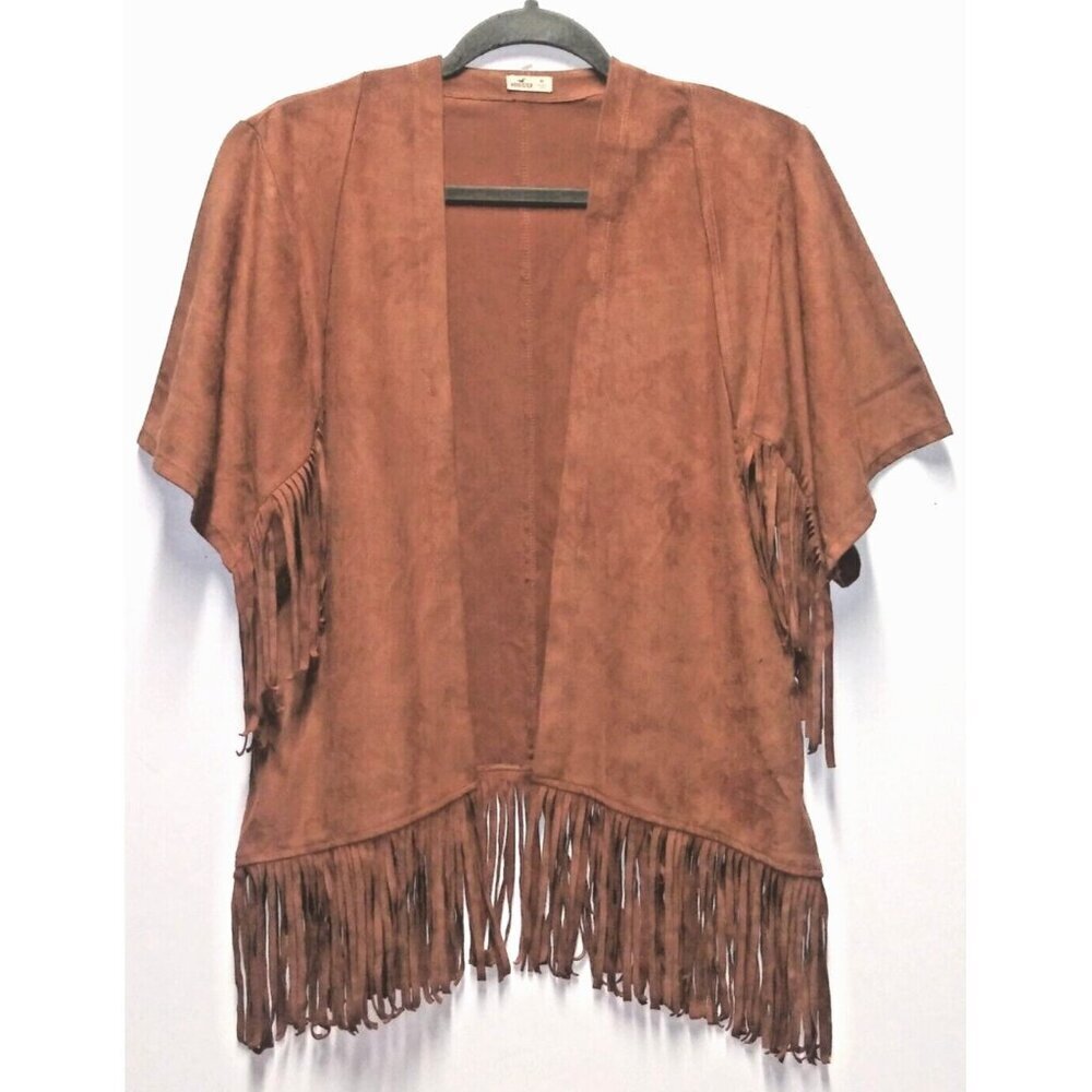 HOLLISTER Faux Suede Jacket Fringed Womens 90s Y2K Abercrombie Fitch COWGIRL